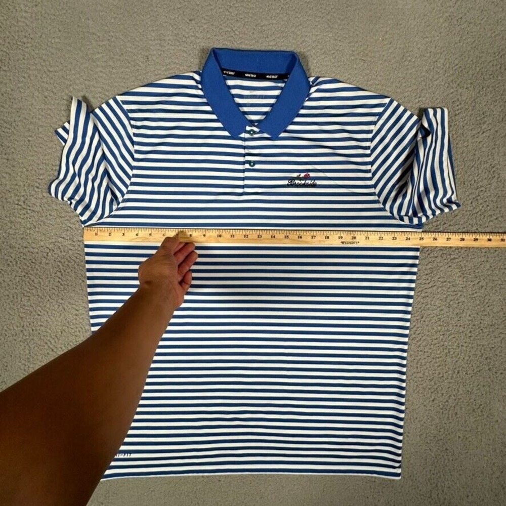 Nike Shirt‎ Mens XL Blue Striped Golf Polo Performance Stretch Dri-Fit Casual - Picture 8 of 11